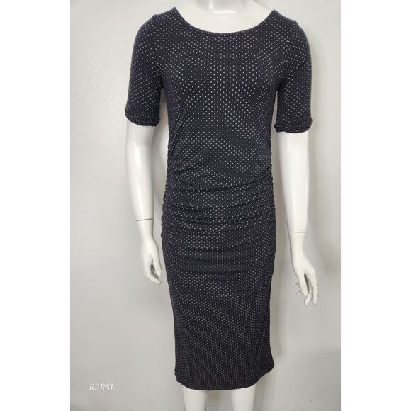 Isabella Oliver Maternity dress black with white polkadots women's size 4 - Picture 1 of 10